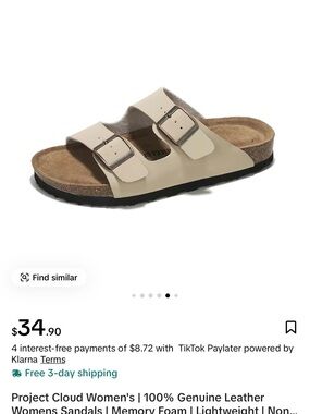 Project Cloud Women's Beige Double-Buckle Slide Sandal